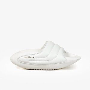 Balmain YN1VL699LPQP0A White Leather B-It Padded Mules